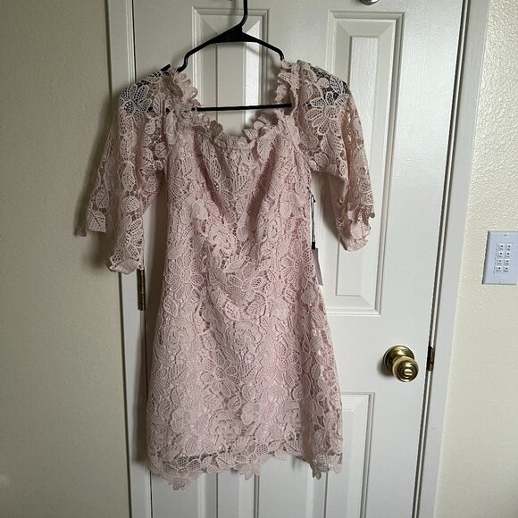 ASTR The Label Off the Shoulder Lace Dress, Pink, Size XS - Picture 1 of 6